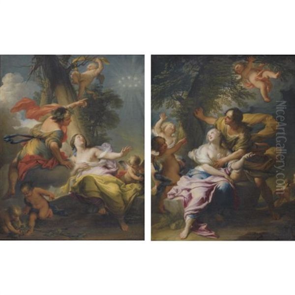 Bacchus And Ariadne (+ Angelica And Medoro, Smaller; Pair) Oil Painting by Andrea Casali