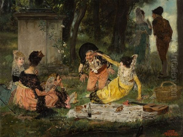 Picnic Oil Painting by Antonio Casanova y Estorach