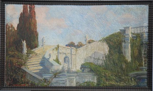 Scorcio Di Villa Con Giardino Oil Painting by Carlo Casanova