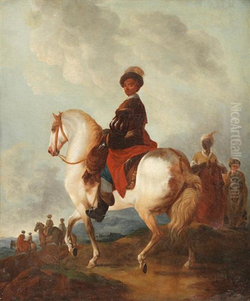 A Cavalier On Horseback Oil Painting by Francesco Giuseppe Casanova