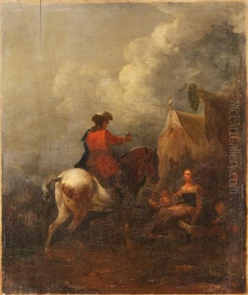 Cavalier Devant La Tente Oil Painting by Francesco Giuseppe Casanova