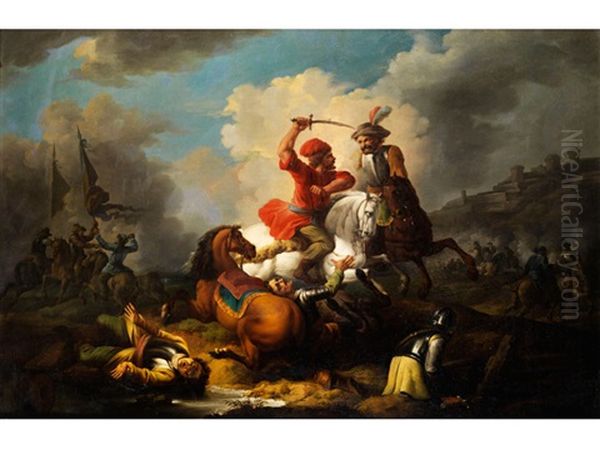 Schlachtenszene Aus Den Turkenkriegen Oil Painting by Francesco Giuseppe Casanova