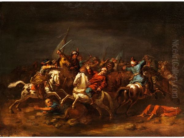 Schlachtenbildszene Aus Dem Turkenkrieg Oil Painting by Francesco Giuseppe Casanova