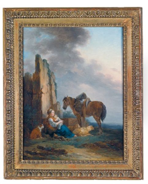 Die Ruhende Schaferin Oil Painting by Francesco Giuseppe Casanova