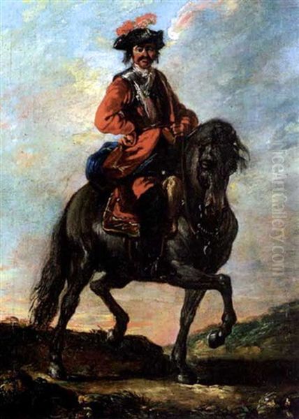 Militaire A Cheval Oil Painting by Francesco Giuseppe Casanova