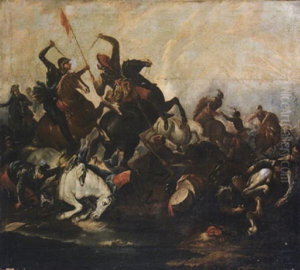 Scontro Di Cavalleria Oil Painting by Francesco Giuseppe Casanova