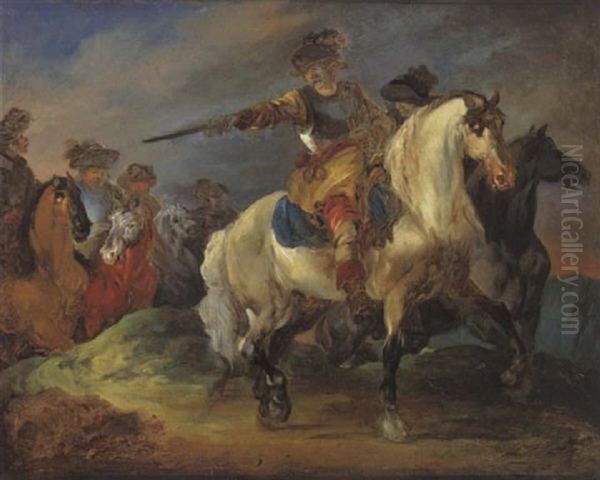 Troupe De Cavaliers Oil Painting by Francesco Giuseppe Casanova