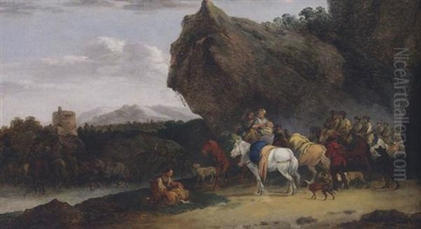 Carovana In Viaggio Oil Painting by Francesco Giuseppe Casanova