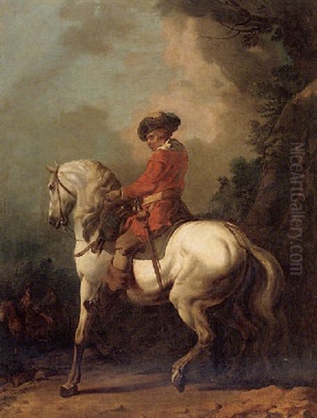 A Gentleman On Horseback Oil Painting by Francesco Giuseppe Casanova