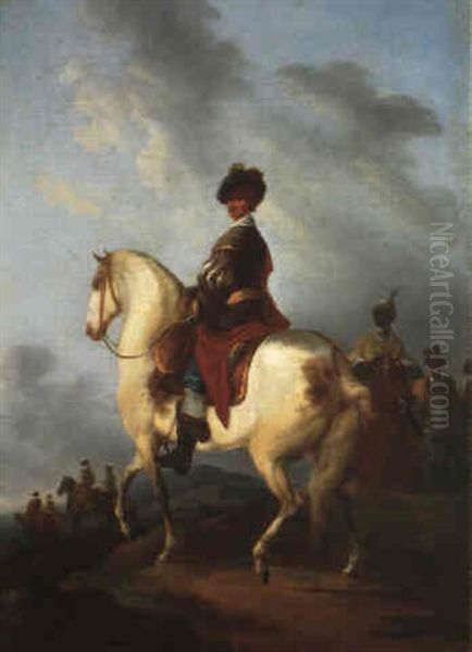 Cavalier Espagnol Et Son Escorte Oil Painting by Francesco Giuseppe Casanova