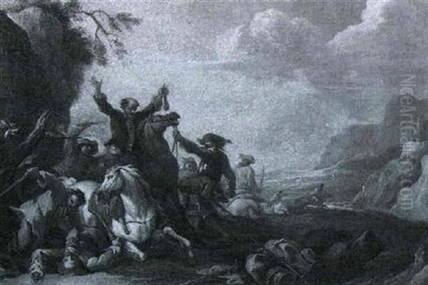 Ein Uberfall Auf Reisende Im Gebirge Oil Painting by Francesco Giuseppe Casanova