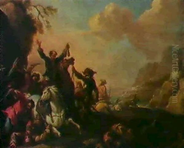 Ein Uberfall Auf Reisende. Oil Painting by Francesco Giuseppe Casanova