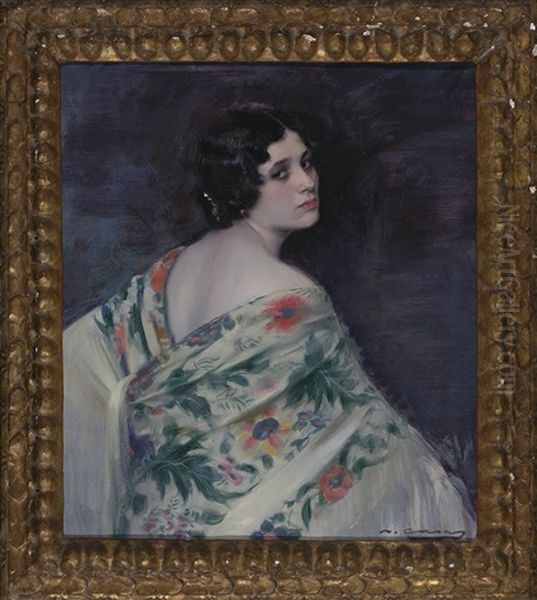 Una Joven Con Manton Oil Painting by Ramon Casas