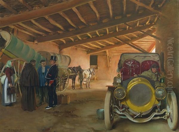 La Cochera (the Coach House) Oil Painting by Ramon Casas