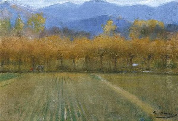 Paisaje Otonal De San Benet De Bages (autumn Landscape, San Benet De Bages) Oil Painting by Ramon Casas