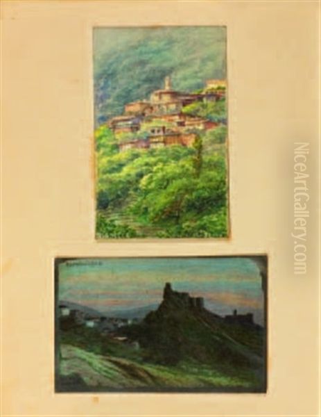 Paesaggi (+ Paesaggi, Watercolor On Paper; 2 Works) Oil Painting by Basilio Cascella