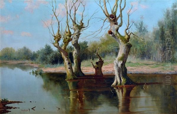 Alberi Sul Lago Oil Painting by Giuseppe Casciaro