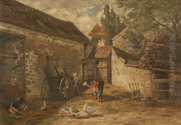 End Of The Day At The Farmhouse Oil Painting by Edmund Elisha Case