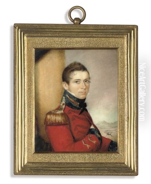 Major George Augustus Wetherall, In Red Uniform Of The 1st Regiment Of Foot Oil Painting by Paul Frederick De Caselli