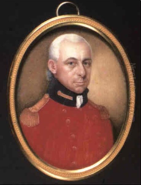 An Officer Of The Life Guards, In Red Coat With Black Collarand Gold Buttons, Gold Epaulette Oil Painting by Paul Frederick De Caselli