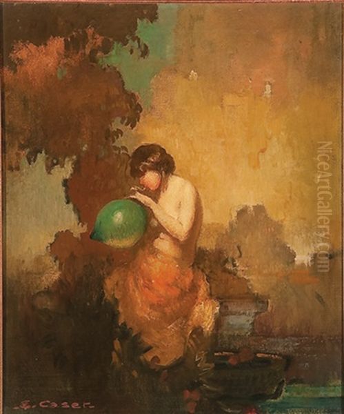 Blowing Bubbles Oil Painting by Ettore Caser