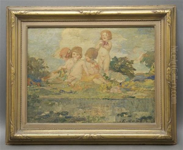 Cherubs Oil Painting by Ettore Caser