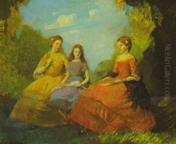 Three Beauties Oil Painting by Ettore Caser