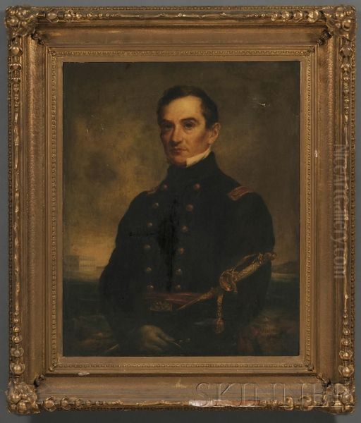 Portrait Of A Civil War Era Naval Officer. Oil Painting by Joseph Alexander Ames