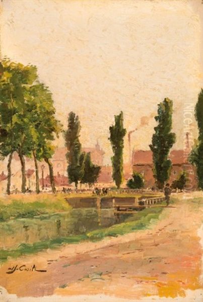 Riviere Traversant Le Village Oil Painting by Alfred Casile