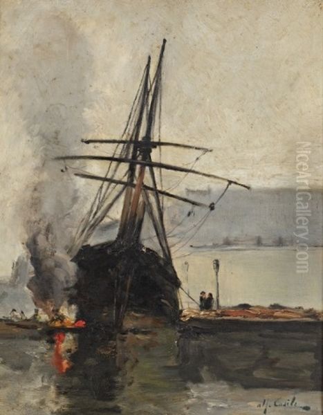 Bateau Sur Cales Oil Painting by Alfred Casile