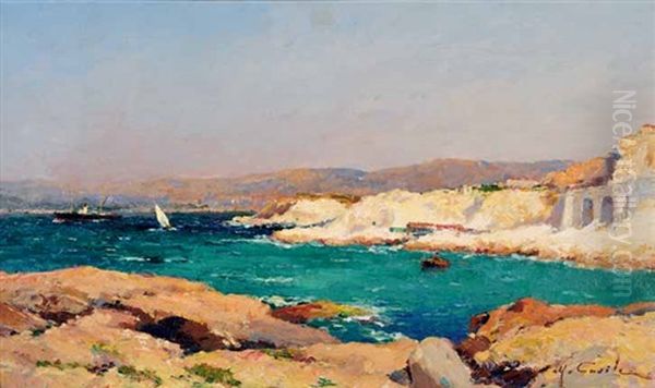 Embarcation Au Large De La Pointe Rouge A Marseille Oil Painting by Alfred Casile