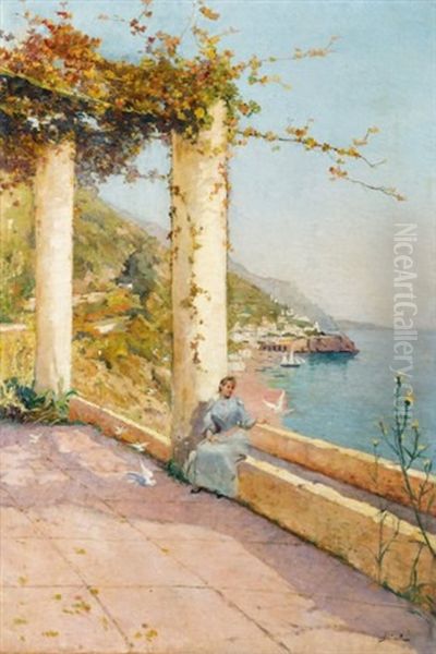 Elegante Sur La Terrasse Oil Painting by Alfred Casile