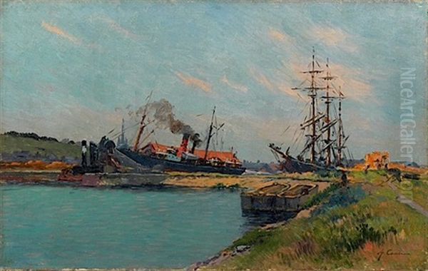 Bassin Dans Le Port De Rouen Oil Painting by Alfred Casile