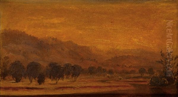 Landscape At Dusk Oil Painting by John William Casilear