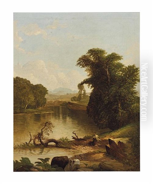 Landscape With River Oil Painting by John William Casilear