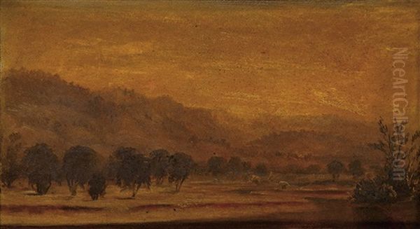 Landscape At Dusk Oil Painting by John William Casilear