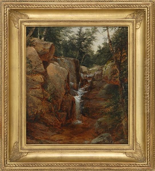 Waterfall Oil Painting by John William Casilear