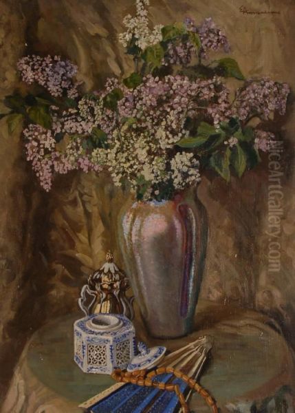 Still Life Study Flowers Oil Painting by Eduard Ameseder