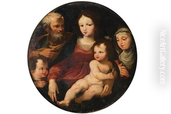 La Sainte Famille Avec Le Jeune Saint Jean Baptiste Et Sainte Catherine De Sienne Oil Painting by Alessandro Casolani