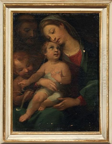 Madonna Col Bambino, San Giovannino, San Bernardino Oil Painting by Alessandro Casolani