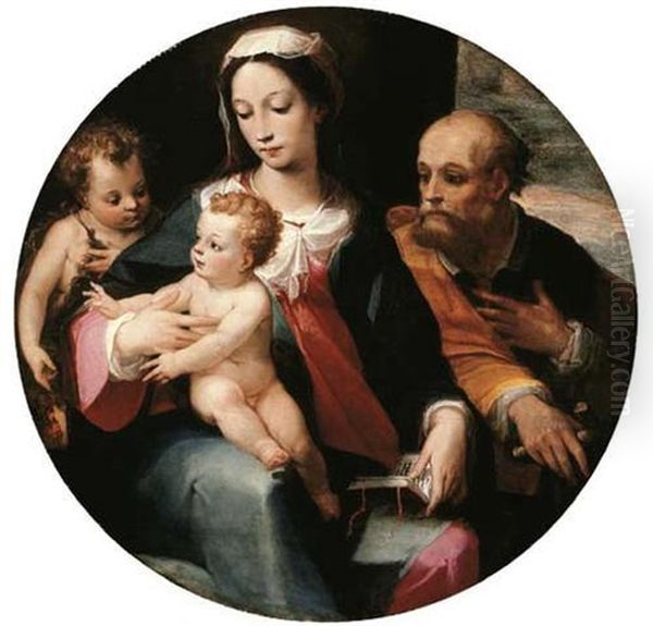 The Holy Family With The Infant Saint John The Baptist Oil Painting by Alessandro Casolani