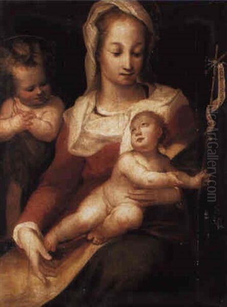 The Madonna And Child With The Infant St. John The Baptist Oil Painting by Alessandro Casolani