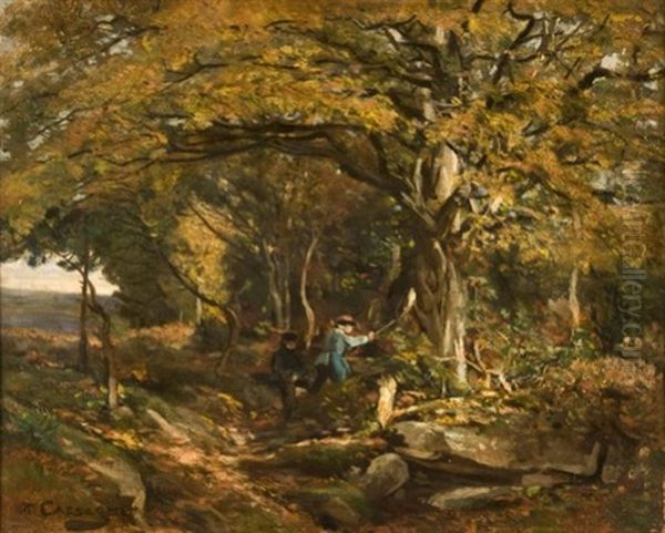 Les Chasseurs De Papillons Oil Painting by Armand-Theophile Cassagne