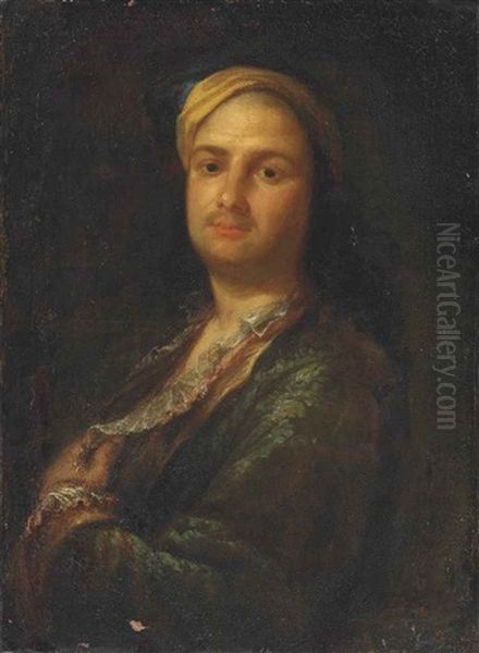 Portrait Of A Gentleman, Possibly A Portrait Of The Artist, Half-length Oil Painting by Niccolo Cassana