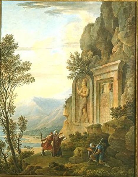 Doves Nesting And A Falcon In A Mountainous Landscape Oil Painting by Louis Francois Cassas