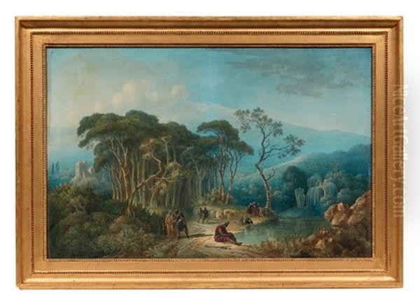 Orientaux Aux Abords D'une Foret Et D'un Point D'eau Oil Painting by Louis Francois Cassas