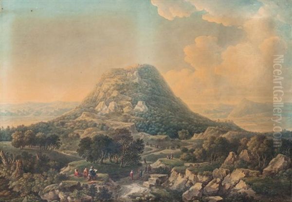 Vue Du Mont Thabor En Galilee Prise Du Cote Du Chemin De Nazareth Oil Painting by Louis Francois Cassas