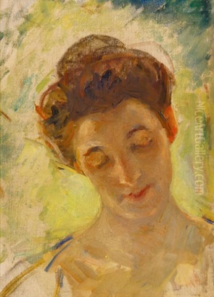 Study Of Mother Jeanne's Head, Looking Down Oil Painting by Mary Cassatt