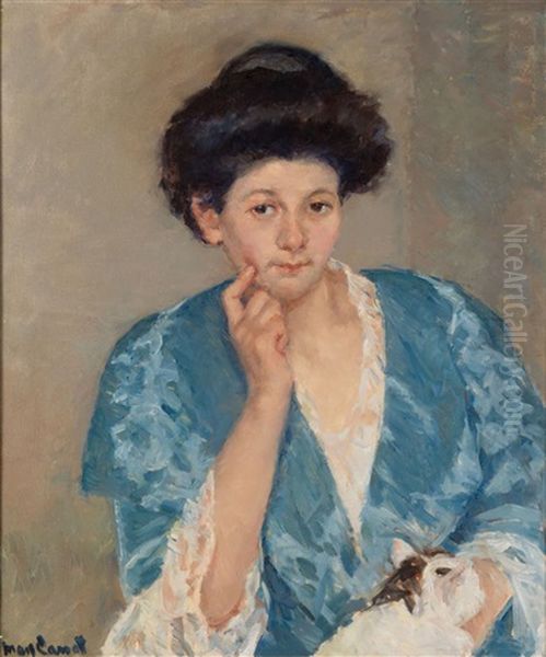 Augusta With Her Forefinger On Her Cheek Oil Painting by Mary Cassatt