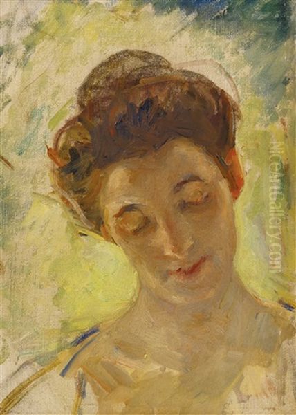 Study Of Mother Jeanne's Head, Looking Down Oil Painting by Mary Cassatt